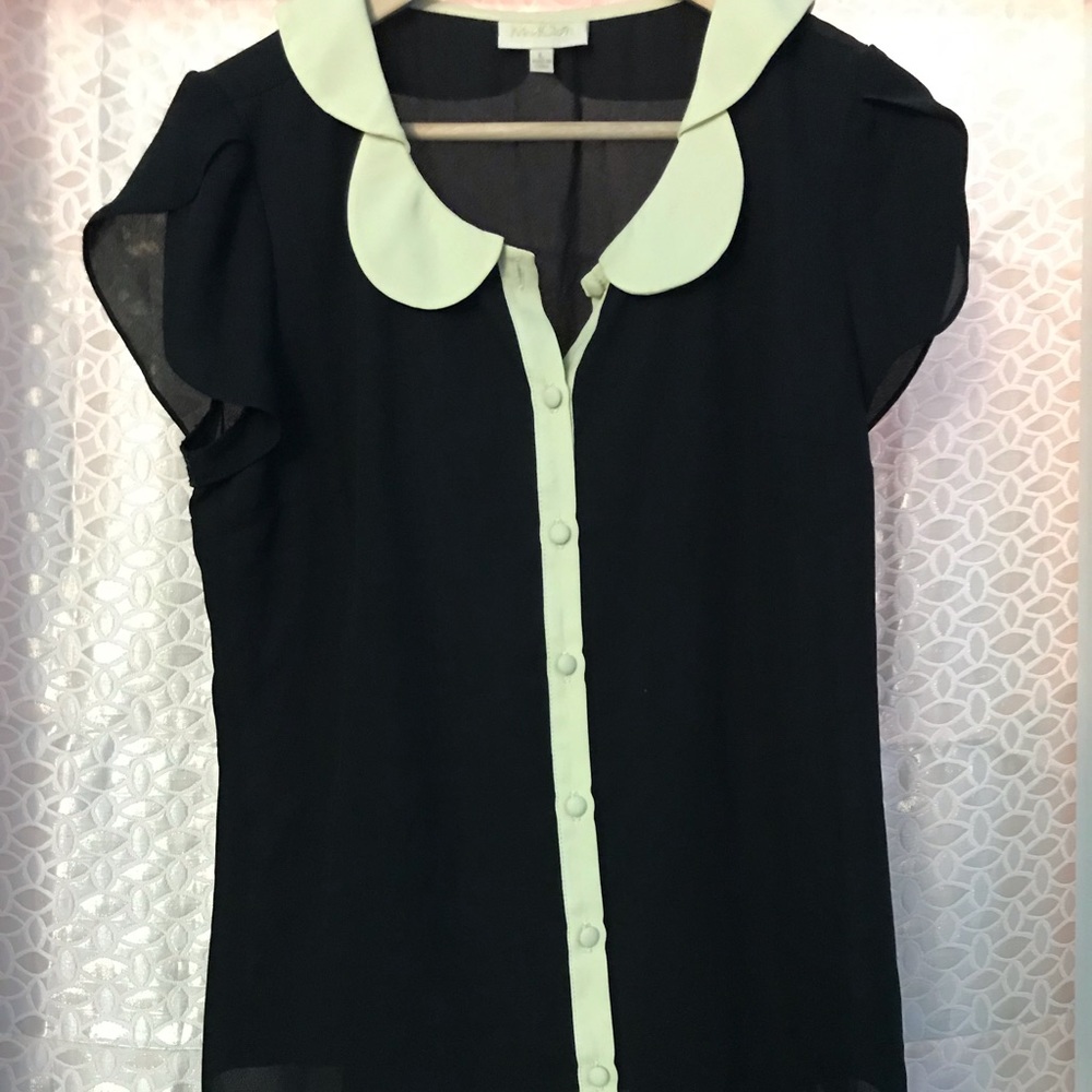 ModCloth black and cream work blouse